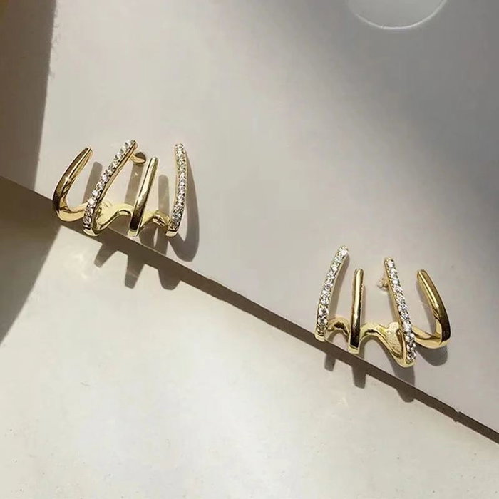 Heliophilia Silver Pendiente de Latón con Circón en Oro